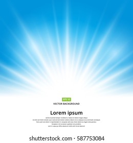 Vector sun light effect on blue background with copy space.