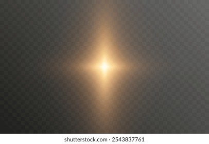 Luz solar vetorial com brilho. Png flash dourado. Raios solares png. Reflexo do sol, amanhecer, efeito de luz.