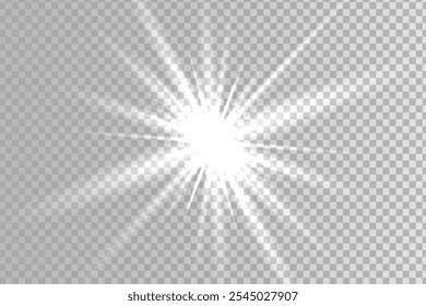 Luz solar vetorial com brilho. Png flash dourado. Raios solares png. Efeito de luz ofuscante SOL