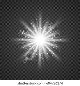 Vector sun light lens flare template illustration. Shiny Rays effect.
