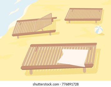 Vector sun loungers for Your design, simly editable isolated objects