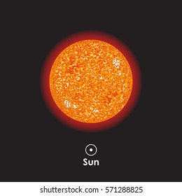 Vector Sun on dark background with symbol