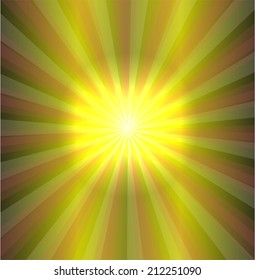 Vector sun on green background