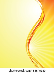 vector sun on yellow background with orange rays