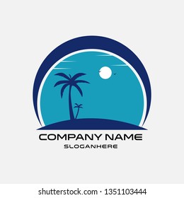 vector sun palm beach design