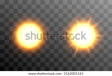 Vector sun png. Sun, dawn, summer, good weather. Bright sun on an isolated transparent background. PNG.