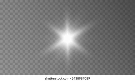 Vector sun with rays and glow on transparent like background. Includes clipping mask. Vector yellow sun with light effects. Sun rays