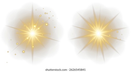 Sol vetorial com raios brilha sobre um fundo claro. O clarão da lente brilha sutilmente com acentos de brilho natural. O brilho solar sobrepõe a foto do naipe e edições da interface do usuário. Luz dourada irradia suavemente em forma circular