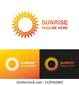 vector sun rise logo set gradient style isolated on background for natural energy symbol, technology eco company, solar power energy logotype, tag, stamp, t shirt, banner, emblem. Sun icon. 10 eps