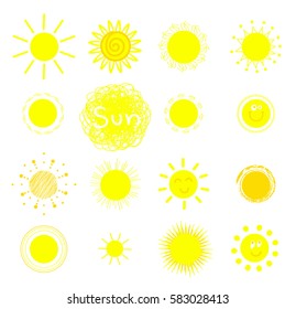 Vector sun set. Smiley face, weather icon.