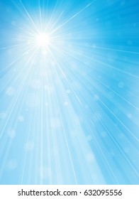 Vector sun shine blue sky  background.