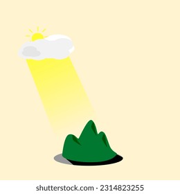 vector sun shining on the mountain 