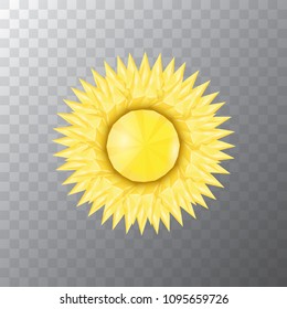Vector Sun or shiny star logo isolated on transparent background. Vector summer low poly label