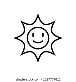 vector of sun with smile emoticon. line icon.  