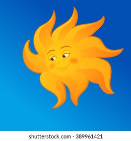 Vector sun with smile face
