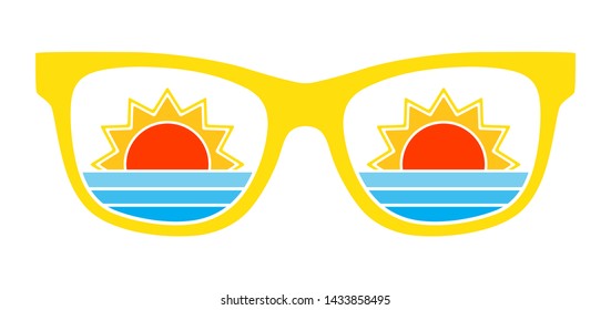 vector sun in sunglasses isolated on white background