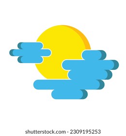 vector sun surrounded by clouds
