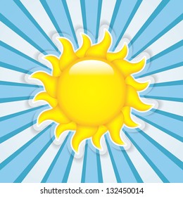 Vector sun symbol on blue background