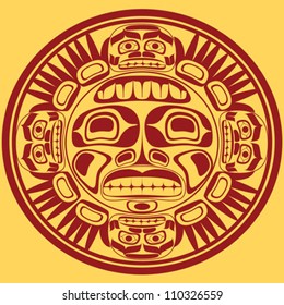 vector sun symbol, the stylization of native Canadian art