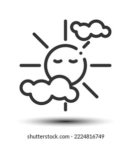 Vector sun test outline icon on the empty white background, weather and season concept, 64x64 pixel perfect for website UI media, mobile application, poster design