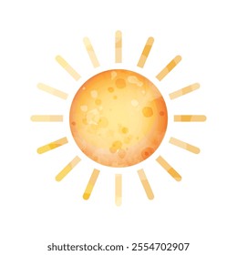 Vector sun.  Watercolor stylized cute illustration of celestial bodies