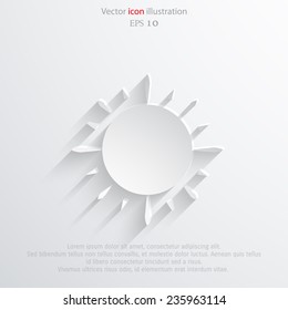 Vector sun web flat icon. Eps 10 illustration. Weather background.