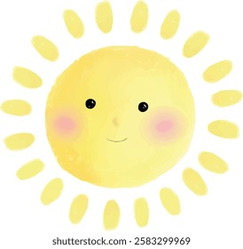 Vector of a sun who smile happily, sunny day, sunshine