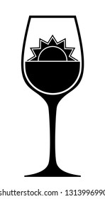 vector sun in wine glass isolated on white background