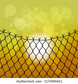 Vector Sun and Wire Barb on Yellow Background. Freedom Concept. Peace Day.