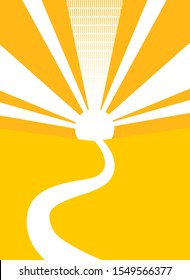 Vector Sunbeam abstract background. Symmetrical radial yellow and orange sun rays. Ornamental manga pattern. Summer poster. Flat style line texture