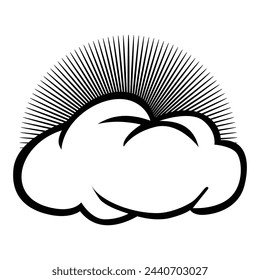 Vector sunbeams through clouds isolated on a white background