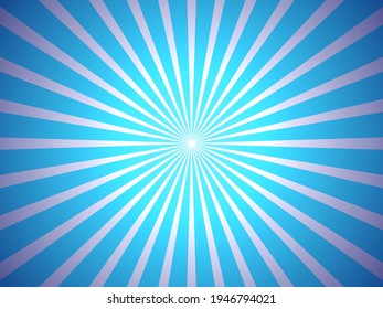 Vektor-Sonnenbursthintergrund, Retro-Poster, abstrakter Glanz, blaue Farbe.