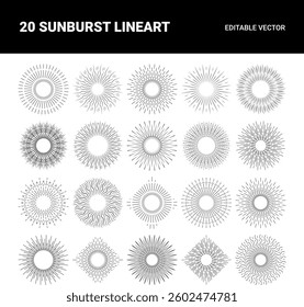 Vector Sunburst Illustration Set of Unique Patterns for Designers