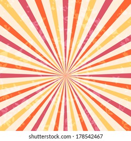 Vector sunburst retro background with grunge effect, eps10