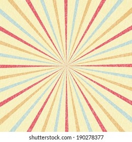 Vector sunburst retro background with grunge effect, eps10