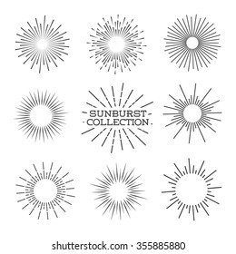 Vector sunburst set.