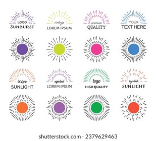 Vector sunburst simple design element set isolated