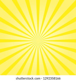 Vector Sunburst Sunshine. Texture Yellow Color. Background Sunbeam. Flat Design. EPS 10.