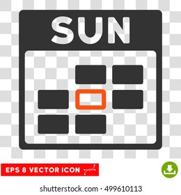 Vector Sunday Calendar Grid EPS vector icon. Illustration style is flat iconic bicolor orange and gray symbol on a transparent background.