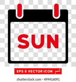 Vector Sunday Calendar Page EPS vector icon. Illustration style is flat iconic bicolor intensive red and black symbol on a transparent background.