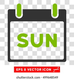 Vector Sunday Calendar Page EPS vector pictogram. Illustration style is flat iconic bicolor eco green and gray symbol on a transparent background.