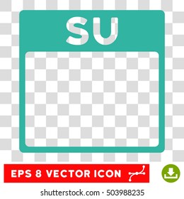 Vector Sunday Calendar Page EPS vector icon. Illustration style is flat iconic cyan symbol on a transparent background.