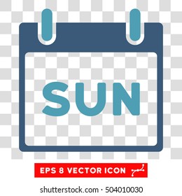 Vector Sunday Calendar Page EPS vector pictograph. Illustration style is flat iconic bicolor cyan and blue symbol on a transparent background.
