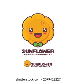 vector Sunflower cartoon mascot, isolated on a white background.