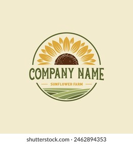 vector sunflower farm logo. white background