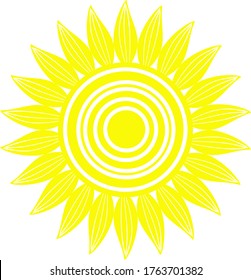 vector sunflower icons on a white background, sun symbol, logo, blossom flat vector icon for flower apps and websites