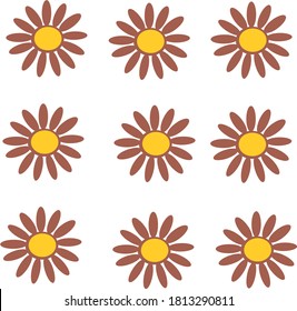 Vektorsonnenblume einzeln auf weißem Hintergrund. Nahtlose Blumenmuster 