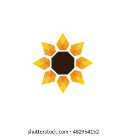 Vector sunflower logo yellow, triangles