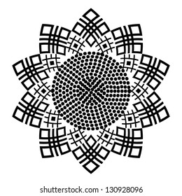 Vector sunflower. Ornamental ethnic pattern. monochrome