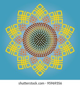 Vector sunflower. Ornamental ethnic pattern.